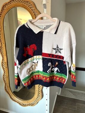Sweater Loft / Vintage Collared Sweater Texas Western Cowboy Knit USA 90s